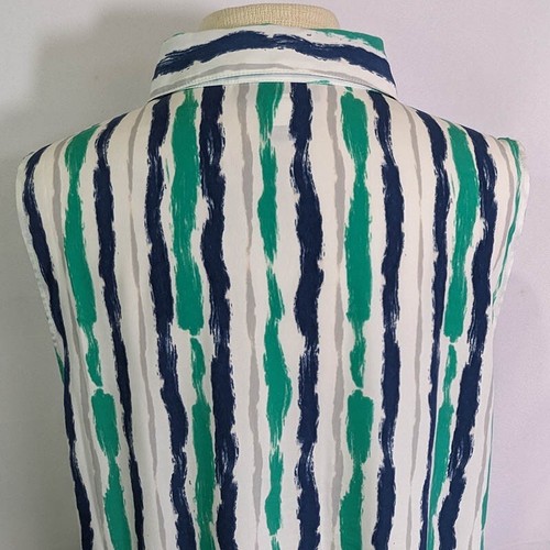 Alfani Shirt Dress Womens 12 Blue Striped Asymmetrical Hem Modern Casual Artsy - Picture 6 of 11