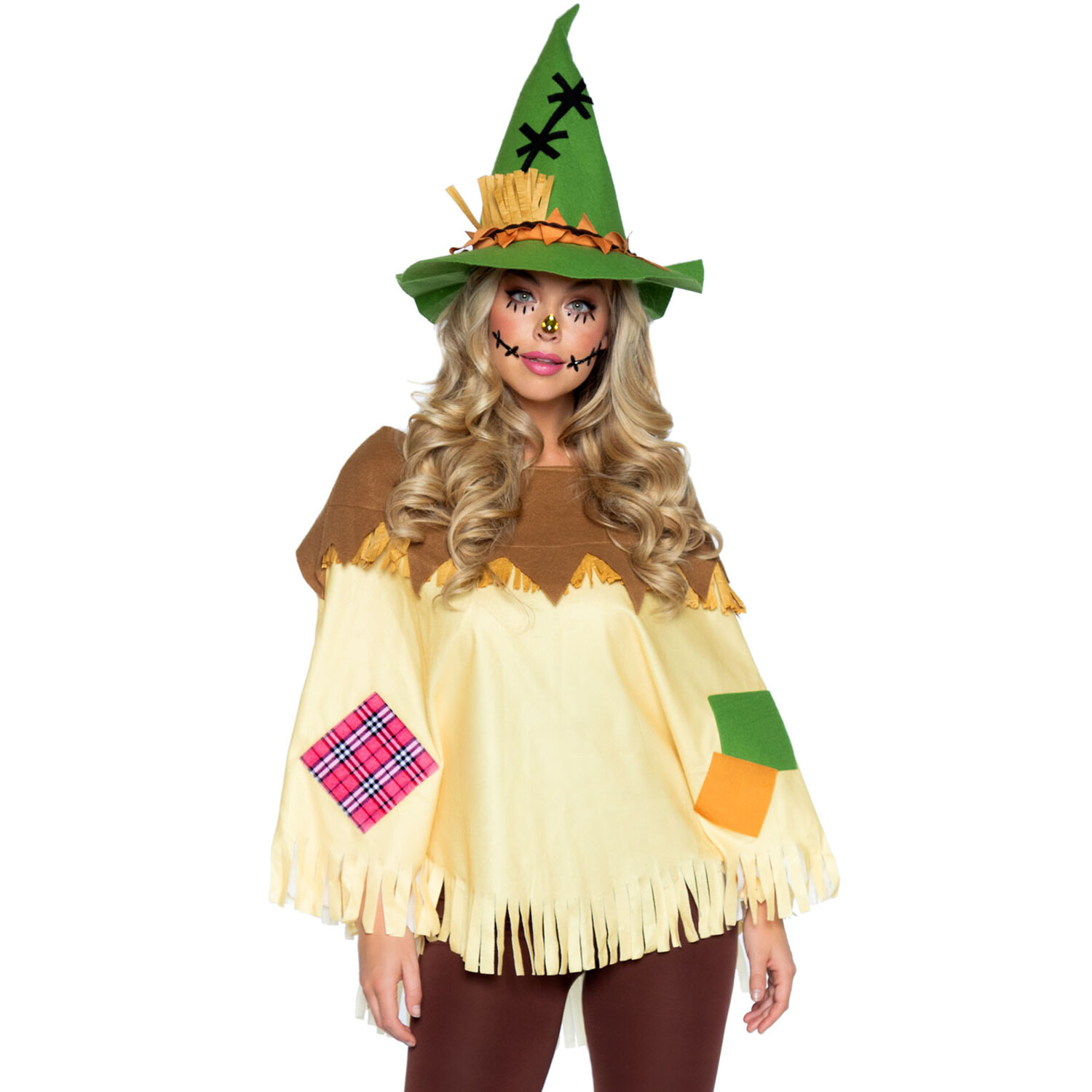 Womens Scarecrow Poncho Adult Halloween 