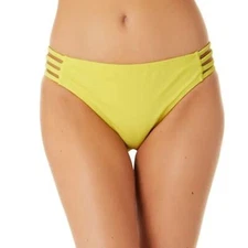 California Waves Strappy Side Hipster Bikini Bottoms Swimsuit Yellow Junior’s M