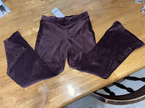 Girls Gymboree NWT Sz 6 Purple-Brown Velour Flare Pants W Side Ruffle NEW - Picture 4 of 13