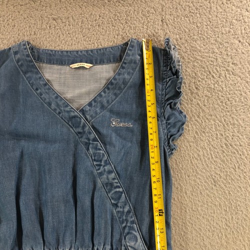 guess denim dress girls 14 blue stones logo - Picture 4 of 15
