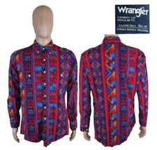 Vintage Wrangler Cowboy Cut Regular Fit Multicolor Aztec Geometric Shirt 16.5-34