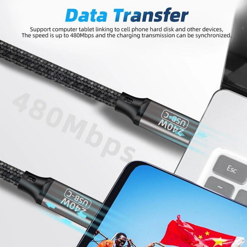 PD240W USB C to USB C Fast Charging Cable Data Sync Bold Nylon Braided Cord - 第 8/15 張圖片