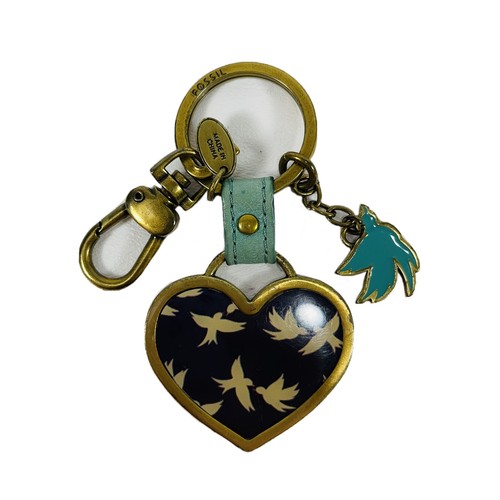 Blue Bird Heart Keychain Clip 