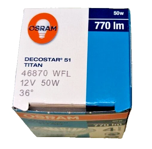 2pk Osram 46870WFL 12V 50W Flood 36D Titan 770lm Germany Decostar 51 - Image 4 of 4