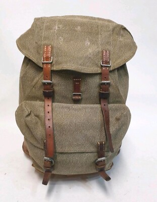 Schweizer Armee Rucksack Original 1960 (Groß) mit Leder Riemen