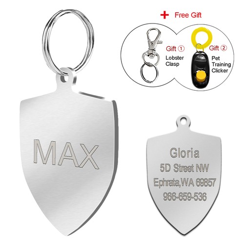Etiqueta personalizada para perro acero inoxidable gato mascota cuello de identificación grabado clic sin clic - Imagen 12 de 17