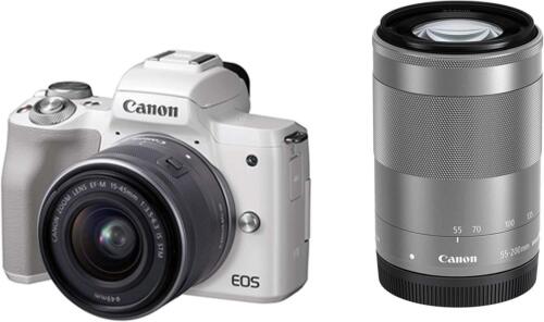 Canon EOS Kiss M Double Zoom Kit EOSKISSMWH-WZK White New - Picture 1 of 7