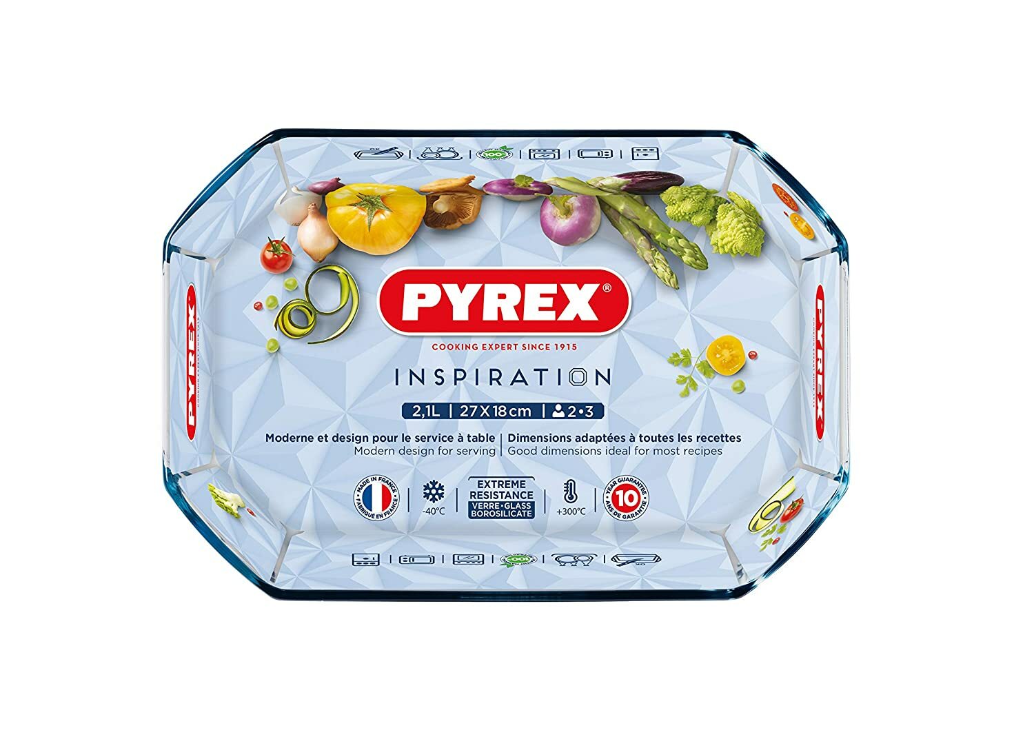 PYREX TEGLIA TEGAME ESAGONALE VETRO DA FUOCO CM.33X22X7 BOROSILICATO INSPIRATION