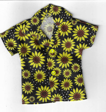 Homemade Doll Clothes-Sunflowers Print Shirt that fits Ken Doll B3