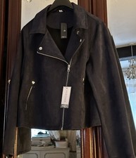 M&co Faux Suede Biker Jacket Blue Bnwt £45