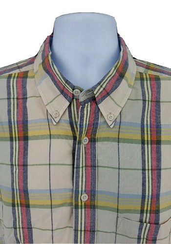 Pendleton Camicia Uomo Extra Large Giallo Tan Rosso Bottoni SS Plaid Adulto A34 - Foto 5 di 8