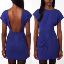 Silence & Noise Urban Outfitters Blue Short Sleeve Ruched Dress - Size S