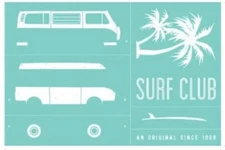 NEW “SURF CLUB” Chalk Couture Chalk Transfer Stencil Size C RETIRED Van VW