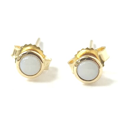 Opal Ohrstecker 9 kt Gold klein rund 3,8 mm Durchmesser 0,6 g