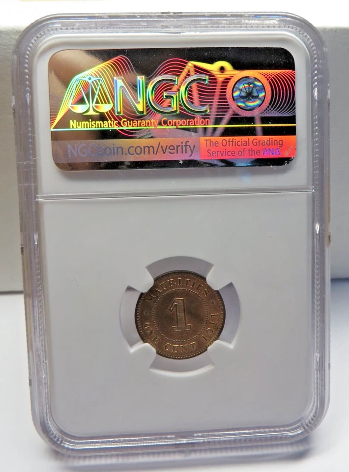 Centavo Mauricio 1911 bronce KM#12 UNC - NGC MS64RB Foto 2 de 4