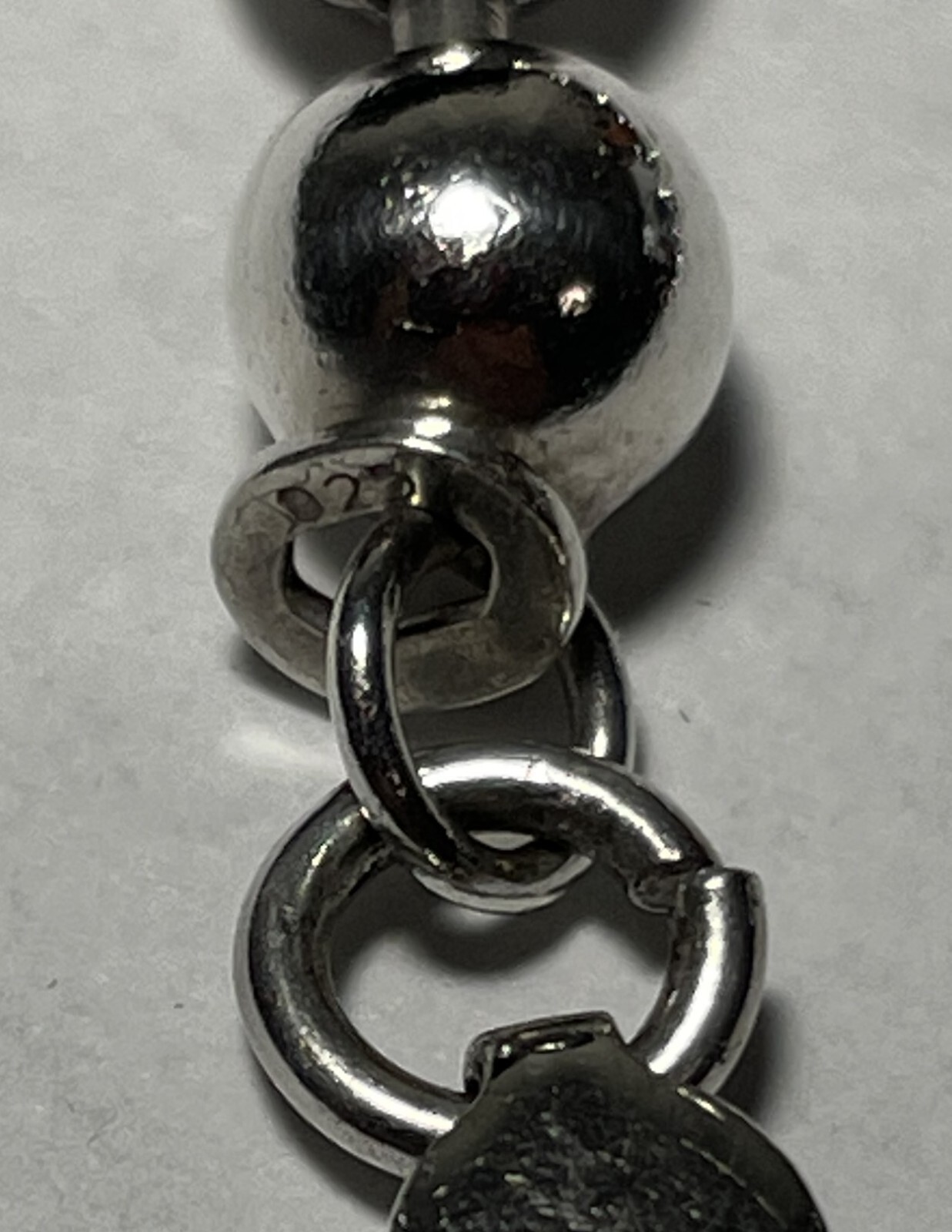 Sterling Silver Solid Bead Bracelet Strand 7" Lon… - image 3