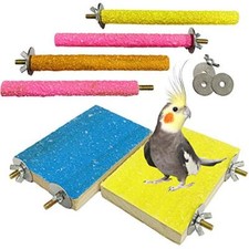 6 PCS Bird Perch Stand Toy Wood Parrot Paw Grinding Stick Perch Stand Platfor...