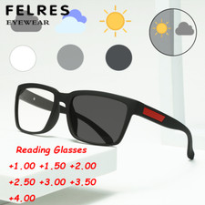 Square Photochromic Reading Glasses For Men Sports Frame Presbyopia Sunglasses