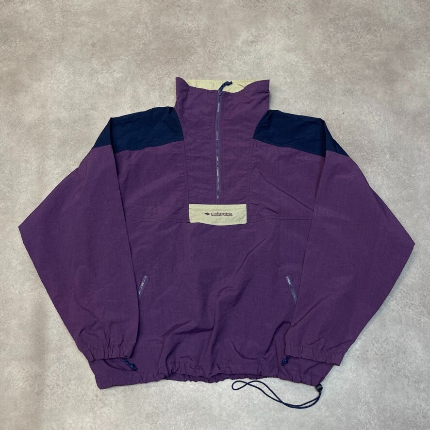 Columbia Sportswear Chaqueta Anorak Para Hombres Tecnología Media Cremallera Abrigo Vintage Púrpura XL