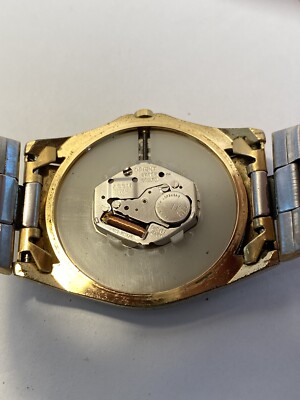 Vintage Orient Quartz Gold Tone Black Dial Men's Dress Watch NEEDS