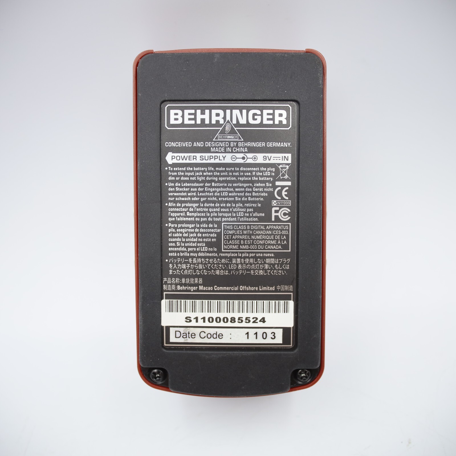 Behringer BSY600 Bass Synthesizer Guitar Effect Pedal S1100085524