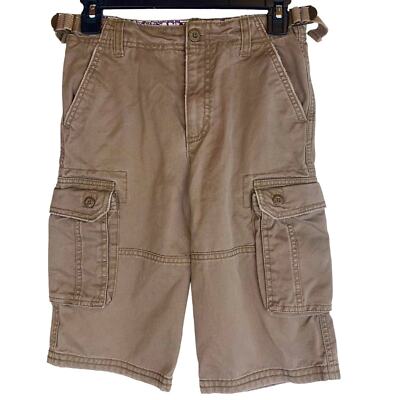 Mini Boden Cargo Pocket Long Shorts Taupe Tan Adjustable Waist
