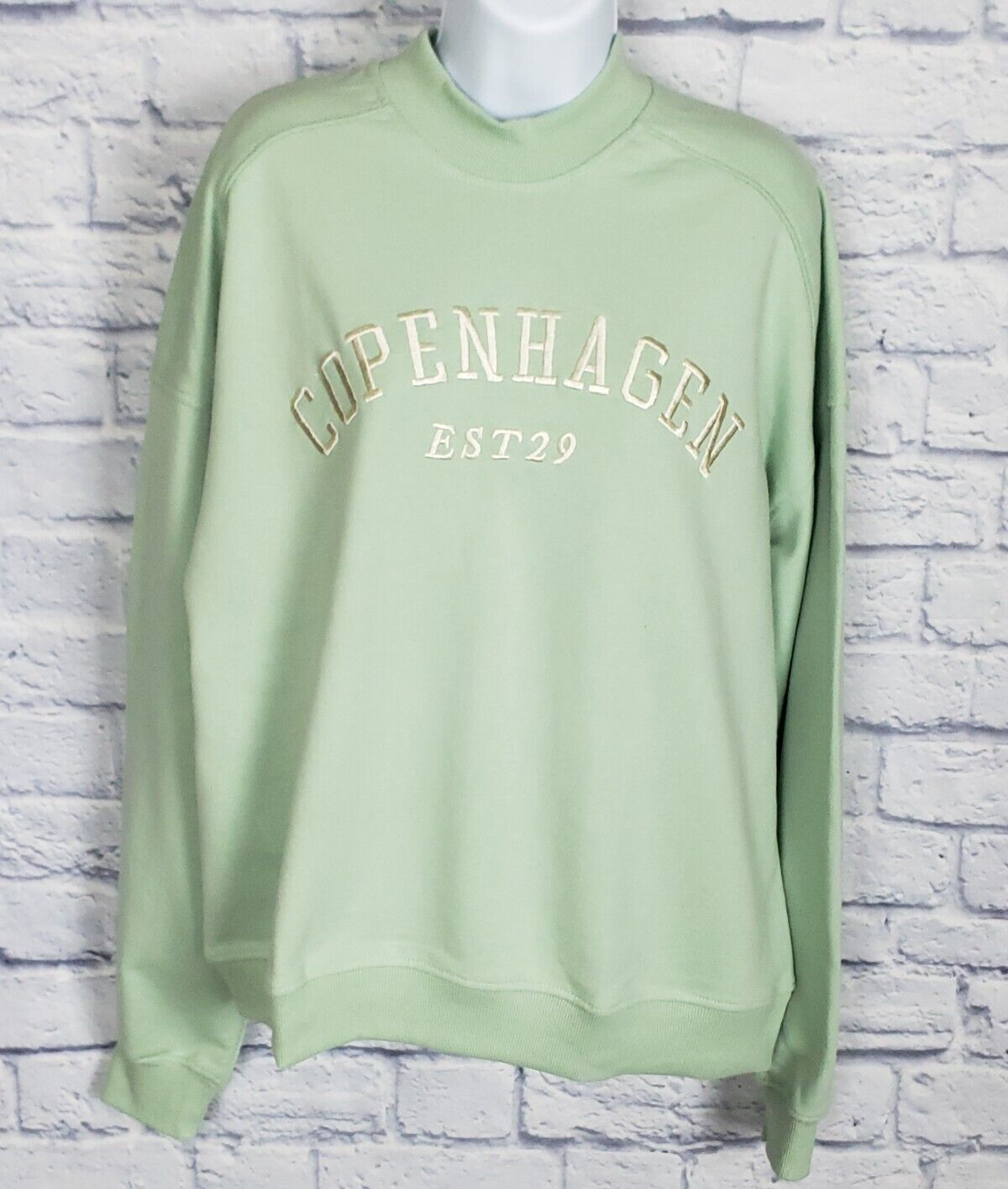 Bershka Copenhagen Embroidered Collegiate Sweatshirt Green Size M | eBay