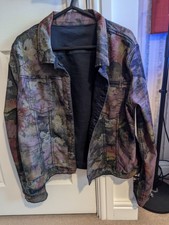 Women's Izabel London Reversible Stretch Denim Jacket Green Pastel Floral Xxl