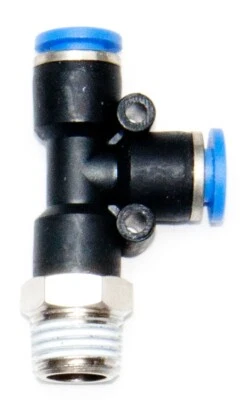 LIBERTY PNEUMATIC Tube fitting Male Run Tee push to connect, 1/4" Tube x 1/4" NPT 5 PCS