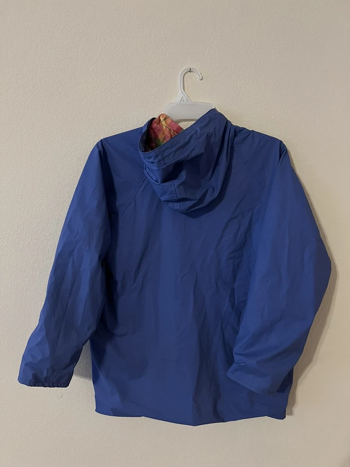 Vintage MISTY HARBOR Rain Coat Hooded Jacket Plaid Flannel Lined Blue Medium - Image 2 of 4