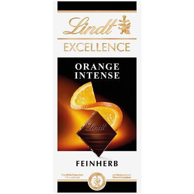 german Lindt Intense Orange Dark Chocolate EXCELLENCE , 2 Bars x 3.5 oz/100g