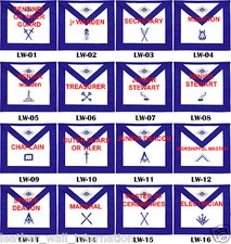 MASONIC BLUE LODGE OFFICERS APRON -SET OF 12 APRON WITH FREE COTTON PLAIN GLOVES