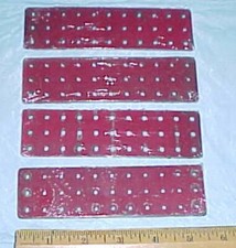 8 PIECES 1933-34 ERECTOR SET PART MF RED METAL PLATES 3 HOLE X 11 HOLE