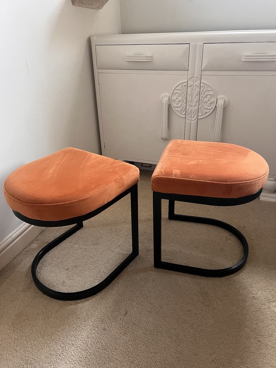 Cult Furniture Matteo Low Stool Orange Velvet x UK