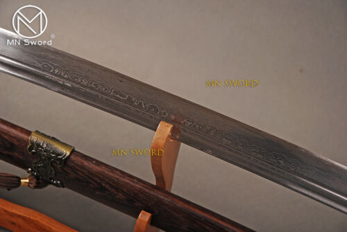 38 IN Folded Steel Chinese Sword Rosewood Qing Dynasty Dao Double Bo-hi Sharp - Picture 13 of 15