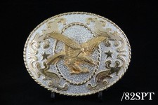 Texas Western Cowboy Eagle Belt Buckle Gold  Silver 2 Tones Color 82SPT