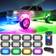 MICTUNING 12pods Q1 Max RGB IC Rock Lights Chasing Dream Color for Car Truck ATV