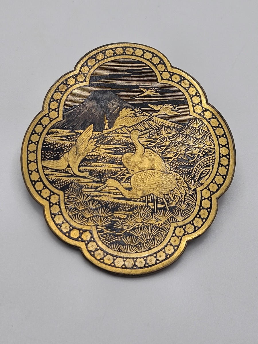 Vintage Japanese Nunome Zogan Style Birsds Brass Large Brooch | eBay