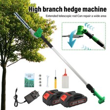 Hedge Trimmer Cordless Electric Long Reach Cutter 2.4m Pole +2 Batteries&Charger