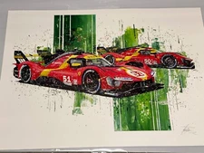 2023 LEMANS 24 WIN FERRARI 499 HYPERCAR GICLEE PRINT ,SIGNED AND NUMBERED 24X33