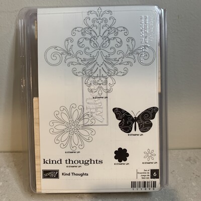 Stampin Up Kind Thoughts Rubber Stamps Set Flower Butterfly Floral ...