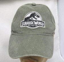 JURASSIC WORLD classic olive green T-Rex Dinosaur snapback baseball cap hat EX