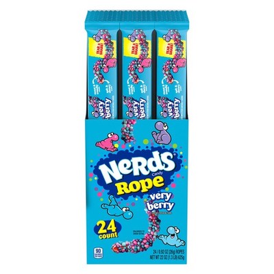 Nerds Rope Candy, Very Berry, 0.92 Ounce Ropes (Pack of 24) 24 Count, Blue