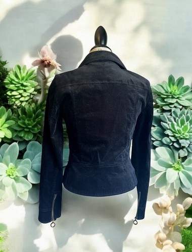 Chaqueta de moto Ann Taylor negra para mujer talla 2 ángulo escoba terciopelo cremallera de latón - Imagen 3 de 13