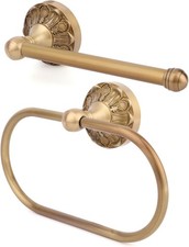 2pcs Antique Brass Toilet Paper Holder, Retro Brass Hand Towel Ring Wall Mounted
