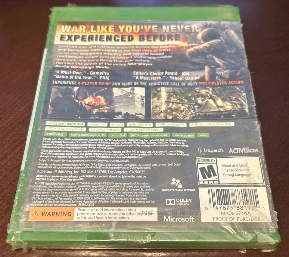 Call of Duty: World at War Microsoft Xbox One/360 BRAND NEW FACTORY SEALED RARE - Image 3 of 3