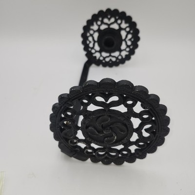 John Wright Vintage Cast Iron metal black Paper Towel Holder Wall ornate