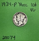1934-P Mercury Dime 10c Vg Very Good 90% Silver See Pictures