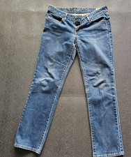 Levi's 501 Straight Jeans Blue Dark Wash Denim 5-Pocket Button Logo